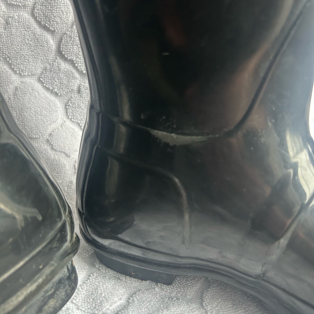 Hunter Black Tall Adjustable Calf Rain Boots Women’s Size 8 Glossy Outdoor - Picture 10 of 15